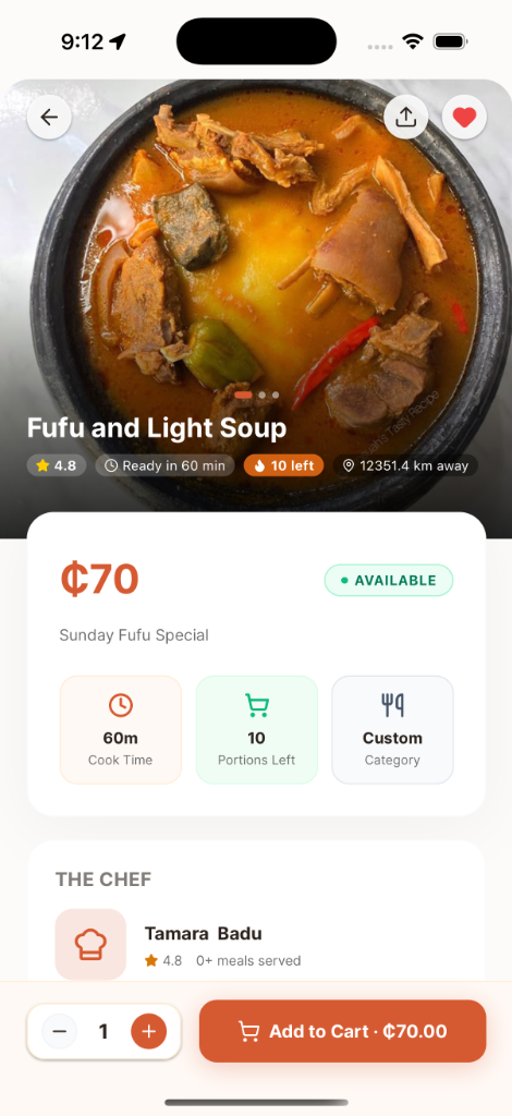YenDidii Food Detail Screen